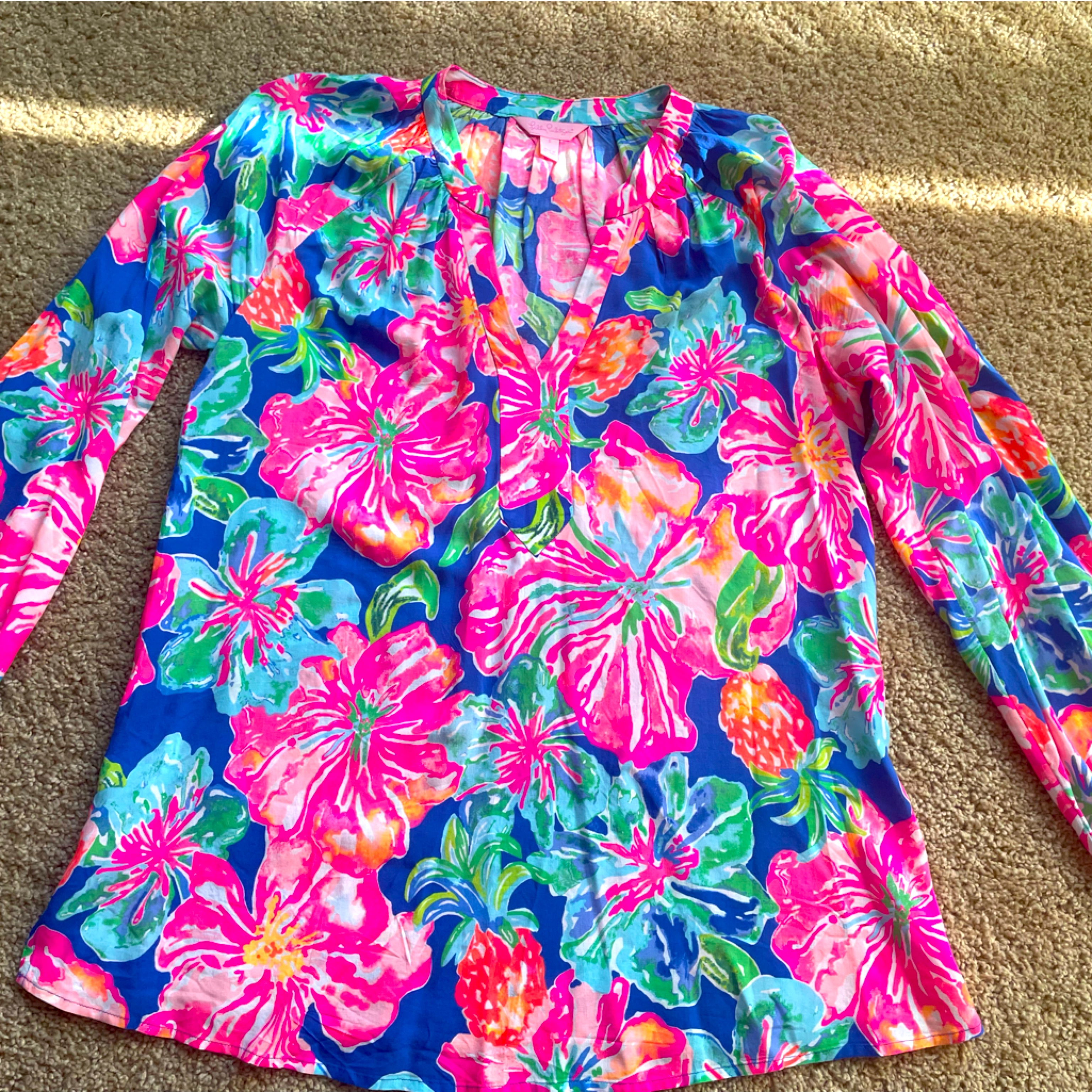 Lilly Pulitzer Martinique Top Small Beckon Blue Jungle Utopia Print